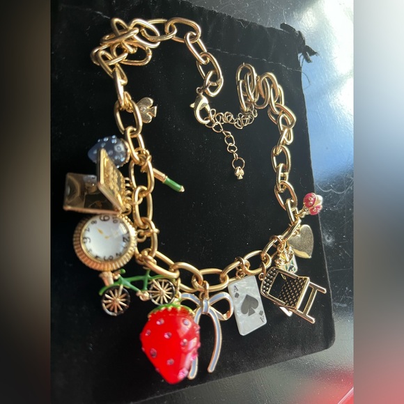 Kate Spade X Target Gold Colored Charm Necklace with Multicolor Accents USED - Picture 12 of 16